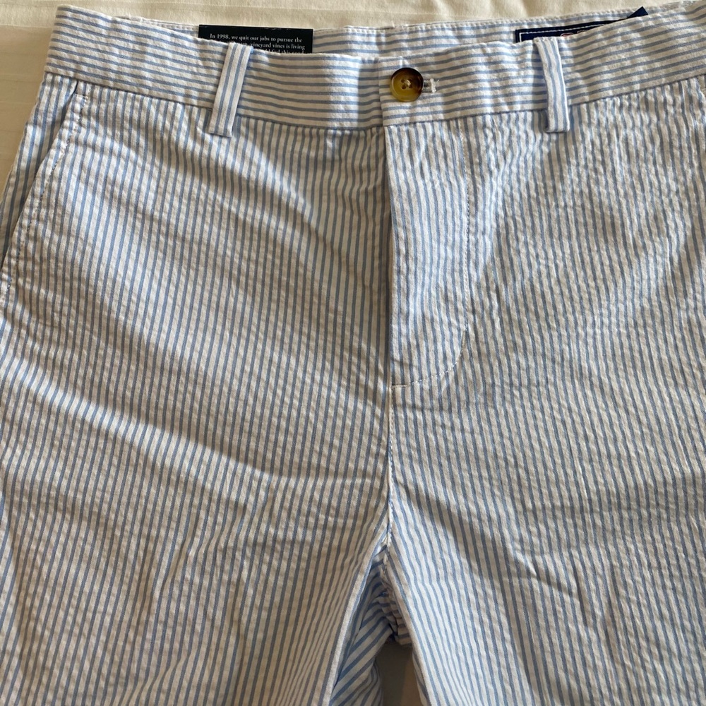 Vineyard vines boys breaker seersucker pants in Ocean breeze blue/white size 16